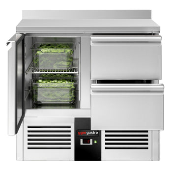 Stół Chłodniczy PREMIUM - 900x700 mm - z 1 drzwiami & 2 szufladami & panelem tylnym - Prime Gastro