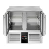 Stół chłodniczy PREMIUM – 900 x 700 mm – z 2 drzwiami szklanymi – z rantem