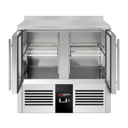 Stół chłodniczy PREMIUM - 900x700 mm - 2 szklane drzwi & panel tylny