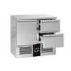 Stół chłodniczy PREMIUM – 900 x 700 mm – z 1 drzwiami i 2 szufladami