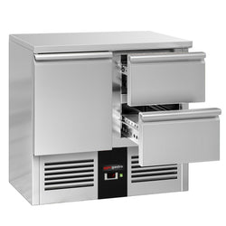 Stół chłodniczy PREMIUM - 900x700 mm - 1 drzwi & 2 szuflady