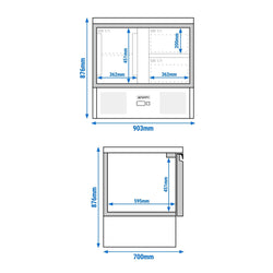 Stół chłodniczy PREMIUM - 900x700 mm - 1 drzwi & 2 szuflady