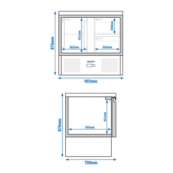 Stół chłodniczy PREMIUM - 900x700 mm - 1 drzwi & 2 szuflady - Prime Gastro