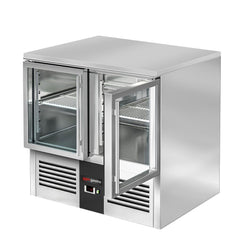 Stół chłodniczy PREMIUM - 900x700 mm - z 2 szklanymi drzwiami