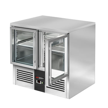 Stół chłodniczy PREMIUM - 900x700 mm - z 2 szklanymi drzwiami - Prime Gastro