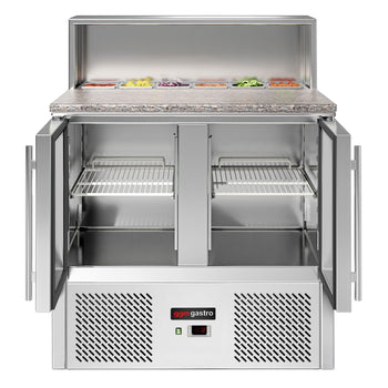 Saladette ECO - 903 mm - 2 szklane drzwi - z blatem ze stali nierdzewnej dla 5x GN 1/6 - Prime Gastro