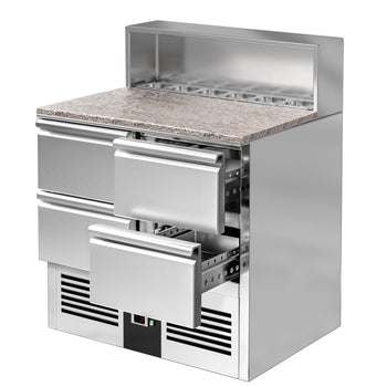 Stół Sałatkowy PREMIUM - 903 mm - nadstawna ze stali nierdzewnej - 5x GN 1/6 - 4 szuflady - Prime Gastro