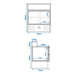Stół Sałatkowy PREMIUM - 903 mm - nadstawna ze stali nierdzewnej - 5x GN 1/6 - 4 szuflady