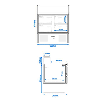 Stół Sałatkowy PREMIUM - 903 mm - nadstawna ze stali nierdzewnej - 5x GN 1/6 - 4 szuflady - Prime Gastro
