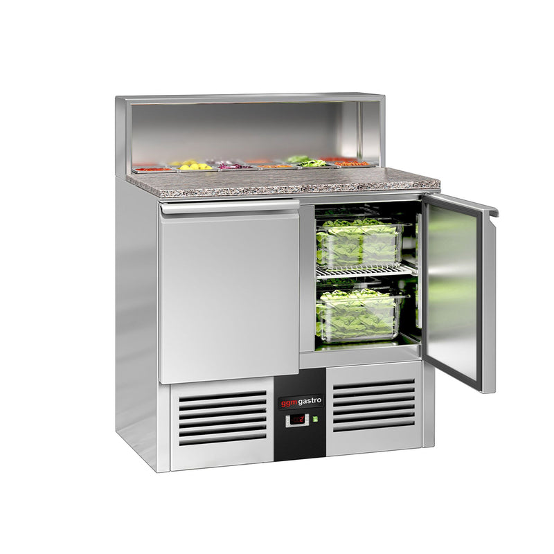 Stół Sałatkowy PREMIUM - 903 mm - nadstawka ze stali nierdzewnej dla 5x GN 1/6 - 2 drzwi