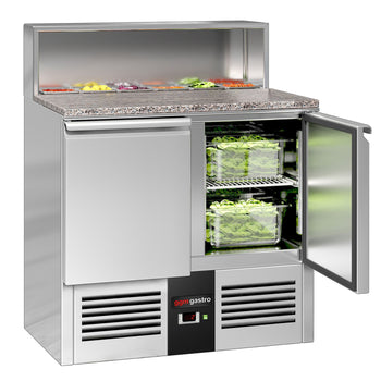 Stół Sałatkowy PREMIUM - 903 mm - nadstawka ze stali nierdzewnej dla 5x GN 1/6 - 2 drzwi - Prime Gastro