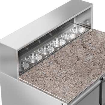 Saladette ECO - 903 mm - 2 szklane drzwi - z blatem ze stali nierdzewnej dla 5x GN 1/6 - Prime Gastro