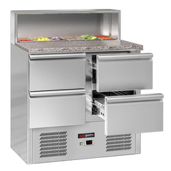 Stół Sałatkowy ECO - 903 mm - 4 szuflady - dla 5x GN 1/6 - nadstawka ze stali nierdzewnej