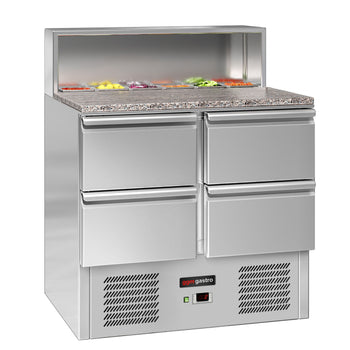 Stół Sałatkowy ECO - 903 mm - 4 szuflady - dla 5x GN 1/6 - nadstawka ze stali nierdzewnej - Prime Gastro