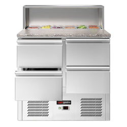 Stół Sałatkowy ECO - 903 mm - 4 szuflady - dla 5x GN 1/6 - nadstawka ze stali nierdzewnej