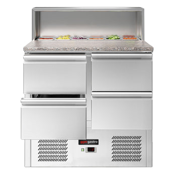 Stół Sałatkowy ECO - 903 mm - 4 szuflady - dla 5x GN 1/6 - nadstawka ze stali nierdzewnej - Prime Gastro