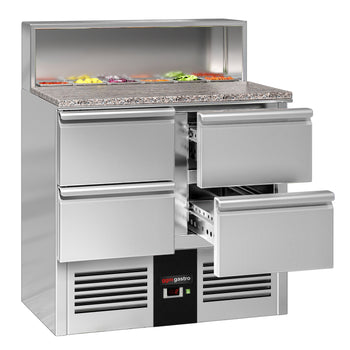 Stół Sałatkowy PREMIUM - 903 mm - nadstawna ze stali nierdzewnej - 5x GN 1/6 - 4 szuflady - Prime Gastro