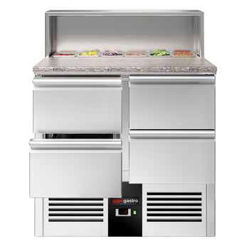 Stół Sałatkowy PREMIUM - 903 mm - nadstawna ze stali nierdzewnej - 5x GN 1/6 - 4 szuflady - Prime Gastro