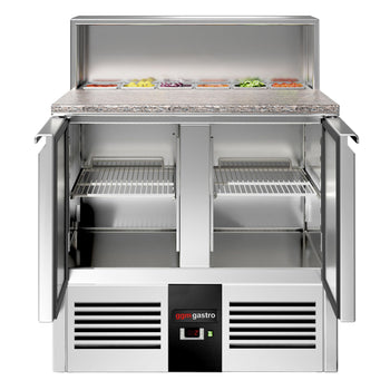 Stół Sałatkowy PREMIUM - 903 mm - nadstawka ze stali nierdzewnej dla 5x GN 1/6 - 2 drzwi - Prime Gastro