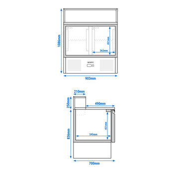 Stół Sałatkowy PREMIUM - 903 mm - nadstawka ze stali nierdzewnej dla 5x GN 1/6 - 2 drzwi - Prime Gastro