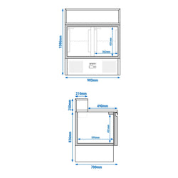 Stół Sałatkowy PREMIUM - 903 mm - nadstawka ze stali nierdzewnej dla 5x GN 1/6 - 2 drzwi