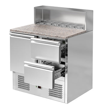 Stół Sałatkowy ECO - 903 mm - 1 drzwi i 2 szuflady - dla 5x GN 1/6 - nadstawka ze stali nierdzewnej - Prime Gastro