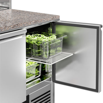 Stół Sałatkowy PREMIUM - 903 mm - nadstawka ze stali nierdzewnej dla 5x GN 1/6 - 2 drzwi - Prime Gastro