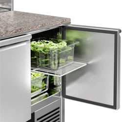 Stół Sałatkowy PREMIUM - 903 mm - nadstawka ze stali nierdzewnej dla 5x GN 1/6 - 2 drzwi