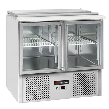 Saladette ECO - 903 mm - 2 szklane drzwi - z wlotem na 2x GN i 3x GN 1/6 oraz pokrywą ze stali nierdzewnej - Prime Gastro