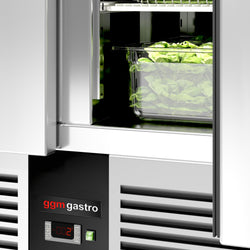 Commercial Saladette Counter PREMIUM - 903mm - 240L - 2 doors - open top for 5 x GN 1/6 & stainless steel hinged lid