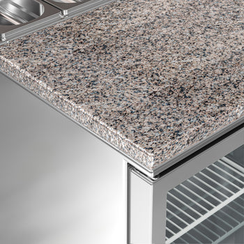 Saladette ECO - 1370 mm - 3 szklane drzwi - z blatem ze stali nierdzewnej dla 8x GN 1/6 - Prime Gastro