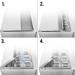 Stół chłodniczy sałatkowy PREMIUM - 903mm- 240L - 2 drzwi szklane - z otworem na 2x GN 1/1 & 3x GN 1/6 - pokrywa ze stali nierdzewnej