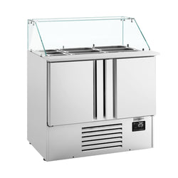 Stół chłodniczy sałatkowy Premium PLUS – 978 mm – z 2 drzwiami – z nadstawką szklaną na 6x GN 1/3 i 3x GN 1/6
