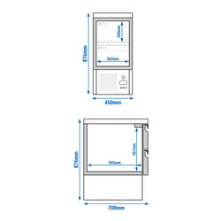 Stół chłodniczy ECO - 450x700 mm - z 2 szufladami