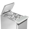 Stół chłodniczy sałatkowy PREMIUM – 450 mm – z 1 drzwiami – z otworem na 1x GN 1/1 i pokrywą ze stali nierdzewnej