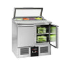 Commercial Saladette Counter PREMIUM - 900mm - 159L - 2 doors - open top for 4 x GN 1/3 & glass lid