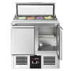 Commercial Saladette Counter PREMIUM - 900mm - 159L - 2 doors - open top for 4 x GN 1/3 & glass lid
