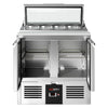Commercial Saladette Counter PREMIUM - 900mm - 159L - 2 doors - open top for 4 x GN 1/3 & glass lid