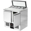 Commercial Saladette Counter PREMIUM - 900mm - 159L - 2 doors - open top for 4 x GN 1/3 & glass lid