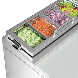 Commercial Saladette Counter PREMIUM - 900mm - 159L - 2 doors - open top for 4 x GN 1/3 & glass lid