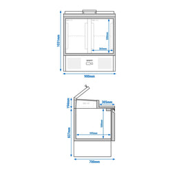 Stół Sałatkowy PREMIUM - 900 mm - 2 drzwi - dla 4x GN 1/3 - szklana pokrywa