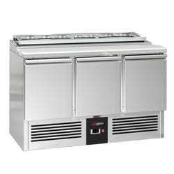 Commercial Saladette Counter PREMIUM - 1365mm - 248L - 3 doors - with glass lid for 7 x GN 1/3