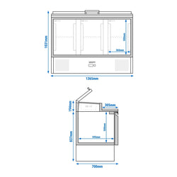 Stół Sałatkowy PREMIUM - 1365 mm - 3 drzwi - dla 7x GN 1/3 - szklana pokrywa