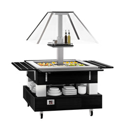 Bar sałatkowy DUBLIN - 1700 mm - z pochyloną szklaną pokrywą - na 4 pojemniki GN 1/1 - czarny