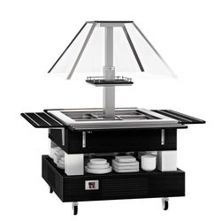 Bar sałatkowy DUBLIN - 1700 mm - z pochyloną szklaną pokrywą - na 4 pojemniki GN 1/1 - czarny