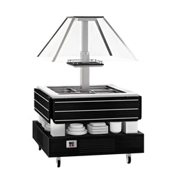 Bar sałatkowy DUBLIN - 1700 mm - z pochyloną szklaną pokrywą - na 4 pojemniki GN 1/1 - czarny