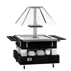 Bar sałatkowy DUBLIN - 1700 mm - z pochyloną szklaną pokrywą - na 4 pojemniki GN 1/1 - czarny