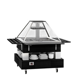 Bar sałatkowy DUBLIN - 1700 mm - z pochyloną szklaną pokrywą - na 4 pojemniki GN 1/1 - czarny