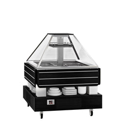 Bar sałatkowy DUBLIN - 1700 mm - z pochyloną szklaną pokrywą - na 4 pojemniki GN 1/1 - czarny