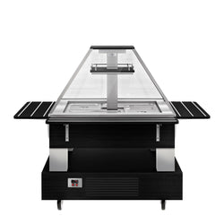 Bar sałatkowy DUBLIN - 1700 mm - z pochyloną szklaną pokrywą - na 4 pojemniki GN 1/1 - czarny